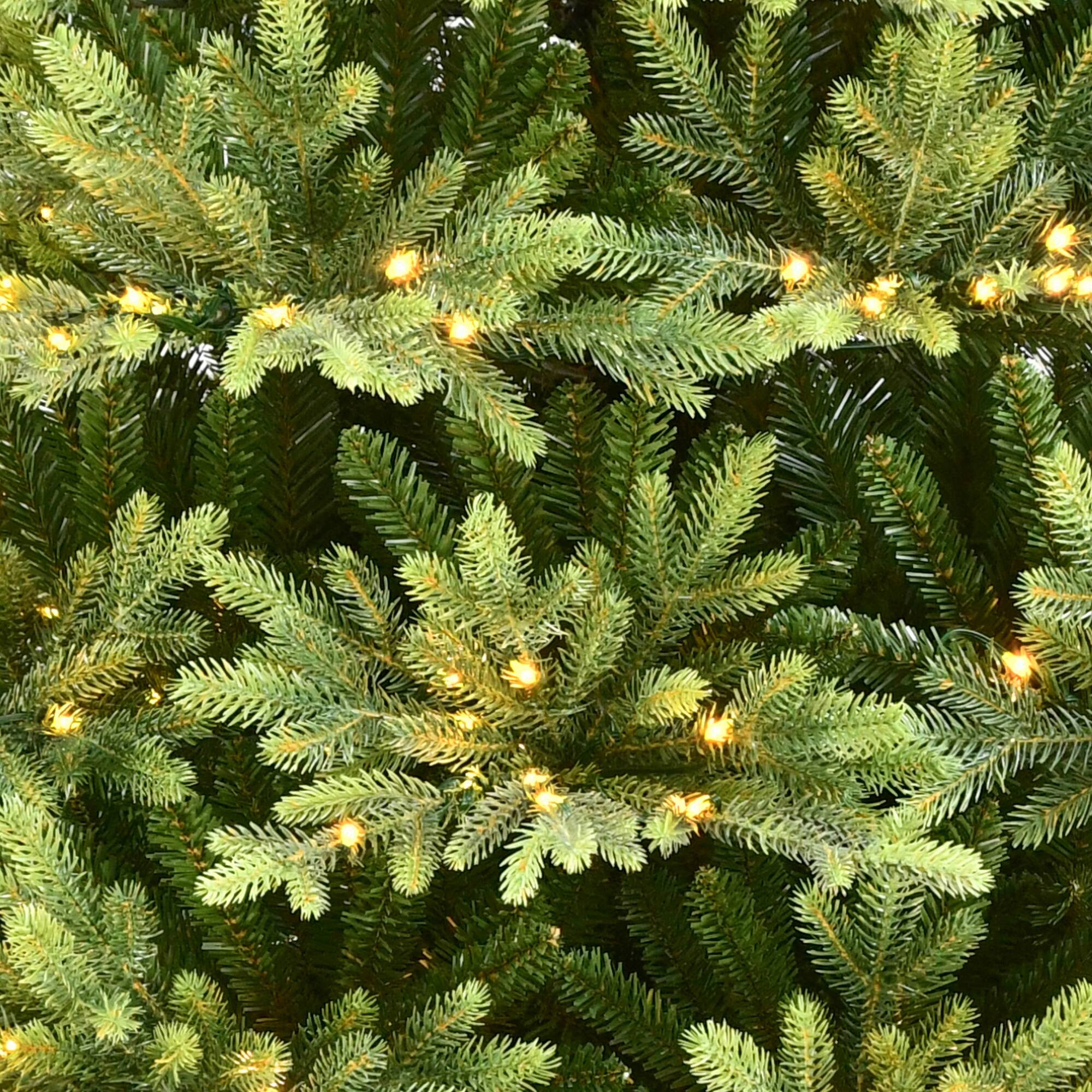 9ft. Pre-Lit Slim Alberta Spruce Artificial Christmas Tree, Warm White Rice LED Lights